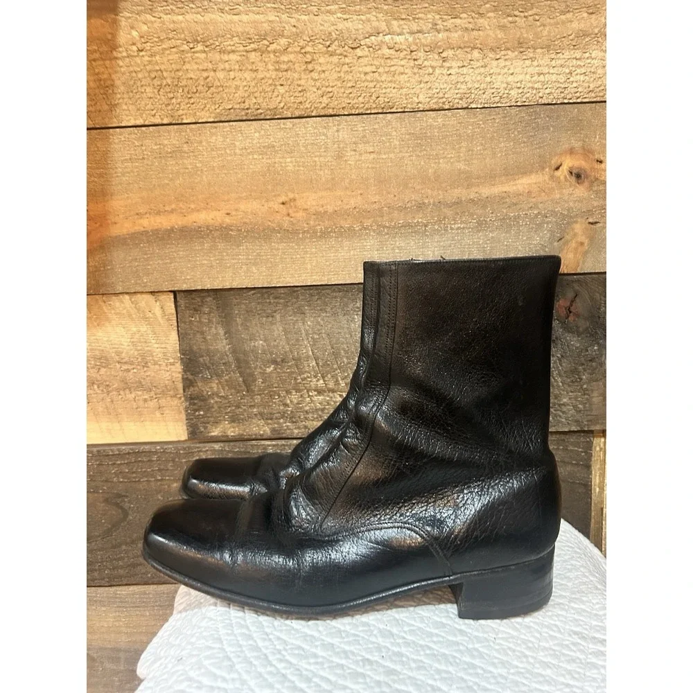 Florsheim Mid Calf Fashion Boots Men's 9 B Black Leather Vintage‎ 70's Look Cool